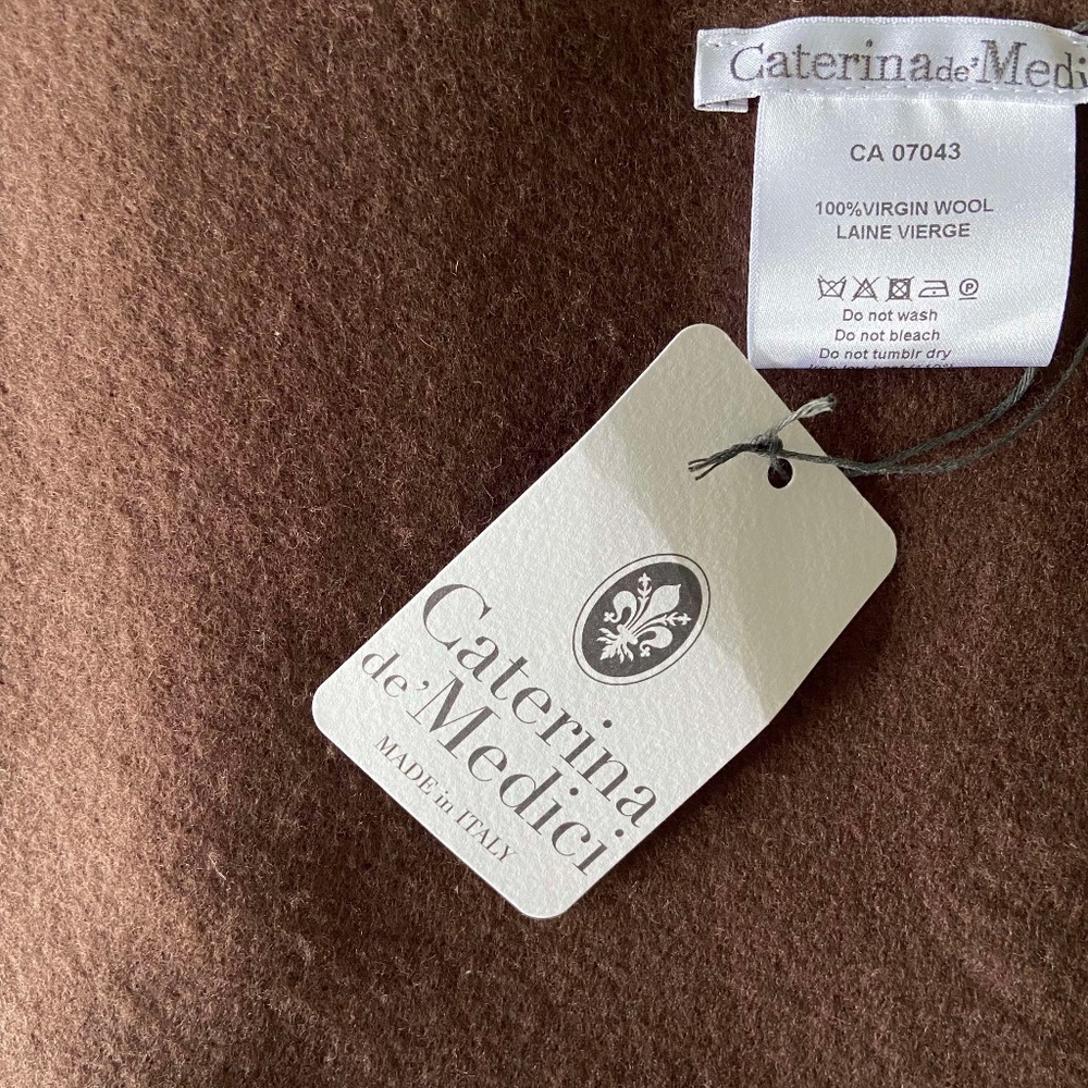 NWT MADE IN ITALY BROWN WOOL SCARF COZY CABINCORE HOLIDAY WINTER